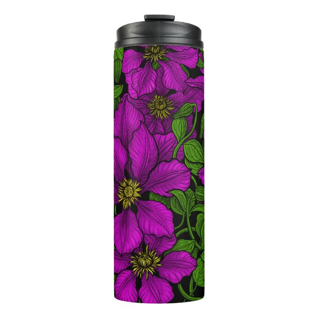 Pink Clematis vine Thermal Tumbler (Front)