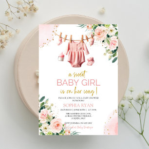 Pink clothes Baby Shower Invitation