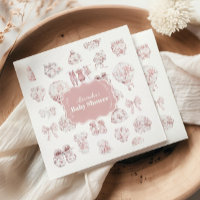 Pink Clothes Toile De Jouy Baby Shower