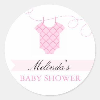 Pink clothesline Modern Baby Shower Sticker