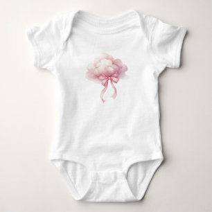 Pink cloud and bow baby bodysuit