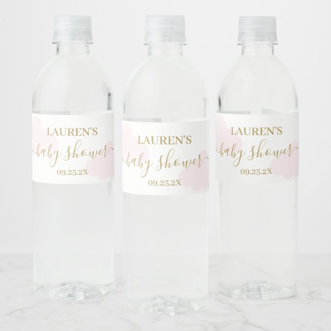 Pink Cloud Baby Shower Girl Beverage Label Set (Bottles)