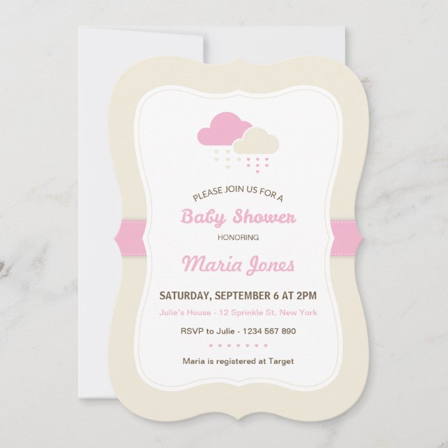 Pink Cloud Baby Shower Invitation (Front)