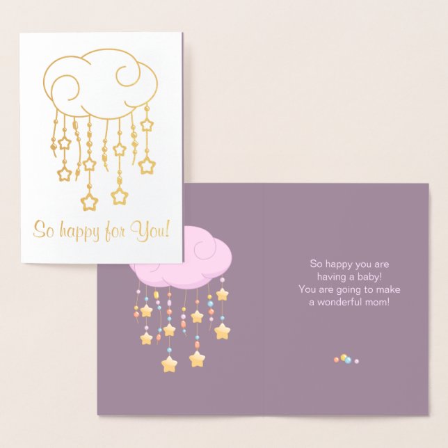 Pink Cloud Beads Stars Mobile Having Baby Foil Card (Display)