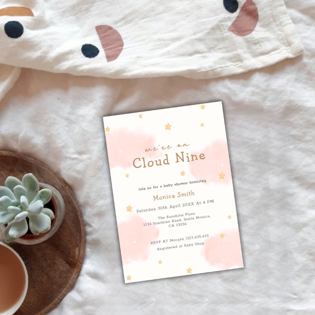 Pink Cloud Nine Girl Baby Shower Invitation (Pink Cloud Nine Girl Baby Shower Invitation)