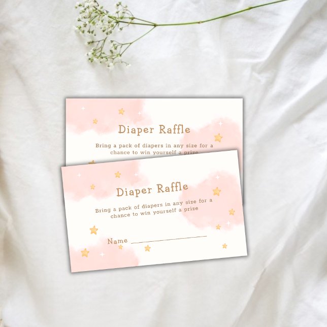 Pink Cloud Nine Girl Diaper Raffle Baby Shower  Enclosure Card (Pink Cloud Nine Girl Diaper Raffle Baby Shower Enclosure Card)