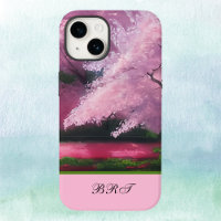 Pink Cloud of Sakura Cherry Blossoms with Initials