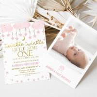 Pink Cloud Photo Twinkle Twinkle Star 1st Birthday