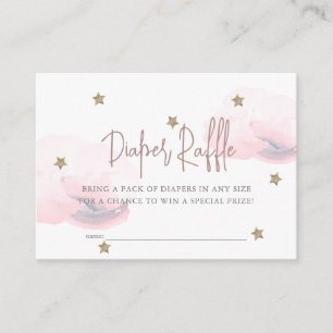 Pink Cloud & Star Baby Shower Diaper Raffle Ticket Enclosure Card