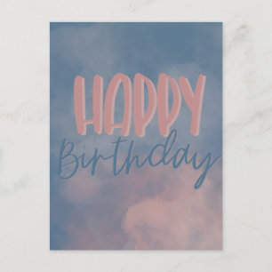 Pink Clouded Sky Happy Birthday   Postcard