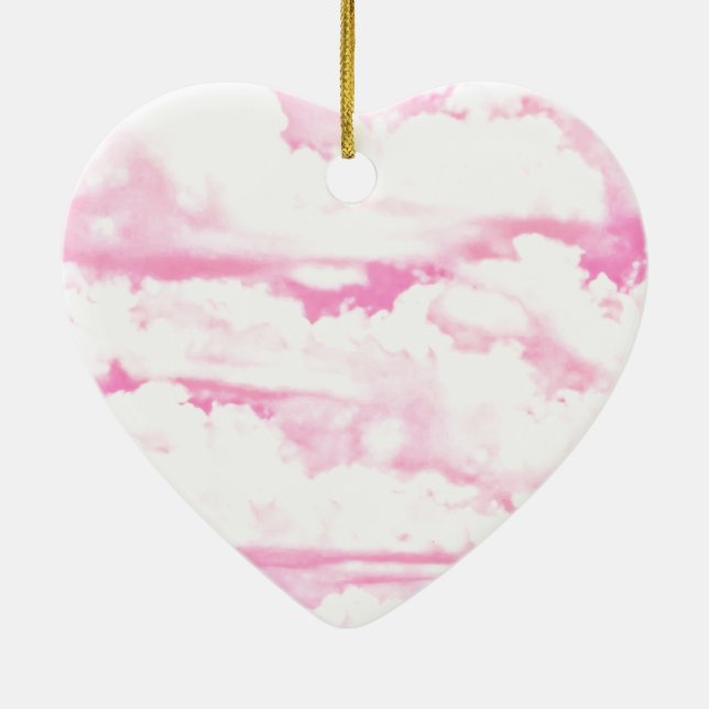 Pink Clouds Fashion Background Ceramic Tree Decoration (Back)