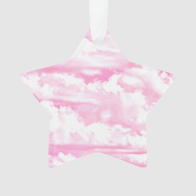 Pink Clouds Fashion Background Ornament (Front)