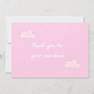 Pink Clouds Heart Thank you card Small Business