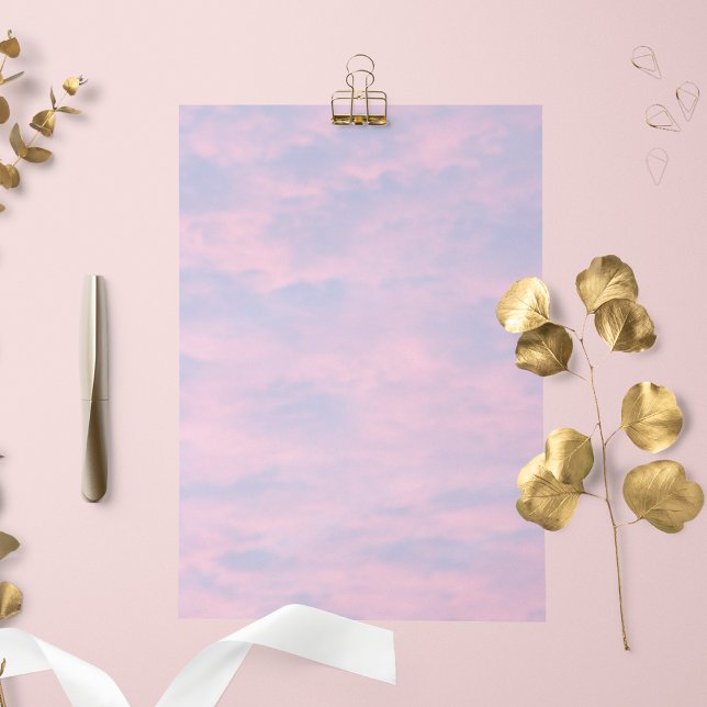 Pink Clouds in Blue Sky Stationery Paper (In Situ)
