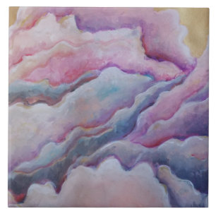 pink clouds painting ceramic tile