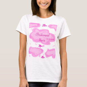 pink clouds pastel stars bridesmaid girly modern T-Shirt