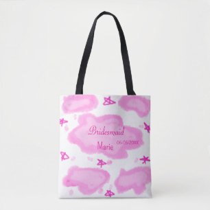  pink clouds pastel stars bridesmaid girly modern  tote bag