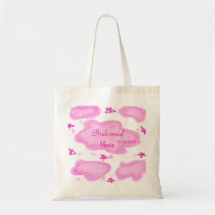 pink clouds pastel stars bridesmaid girly modern tote bag