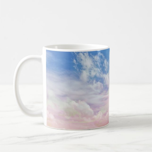 Pink Clouds Watercolor: Gradient Sky. Coffee Mug (Left)