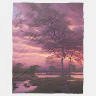 Pink Cloudy Sky Fleece Blanket