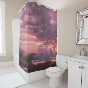 Pink Cloudy Sky Shower Curtain