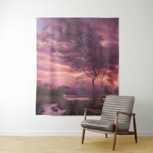 Pink Cloudy Sky Tapestry
