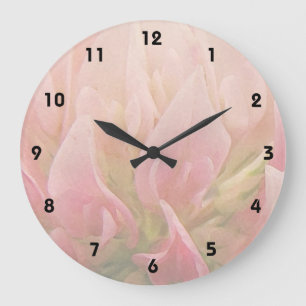 Pink Clover Large Clock