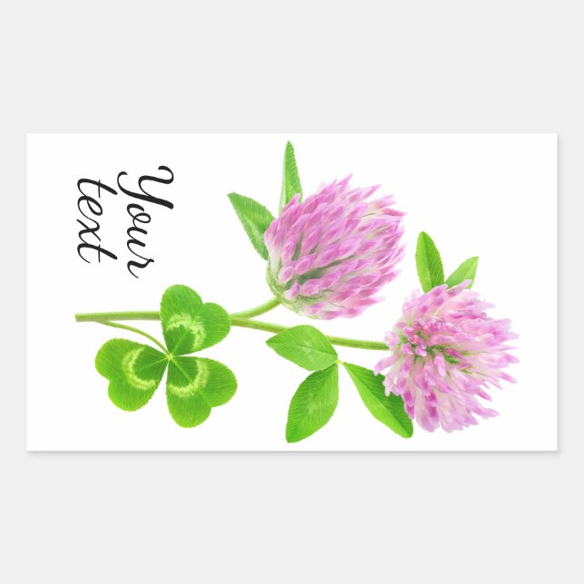 Pink clover rectangular sticker (Front)