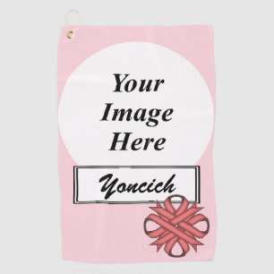 Pink Clover Ribbon by Kenneth Yoncich Golf Towel