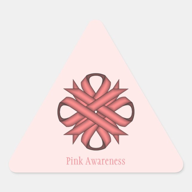 Pink Clover Ribbon by Kenneth Yoncich Triangle Sticker (Front)