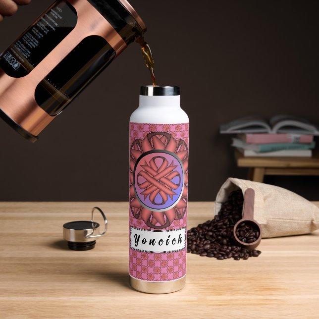 Pink Clover Ribbon by Kenneth Yoncich Water Bottle (Coffee)