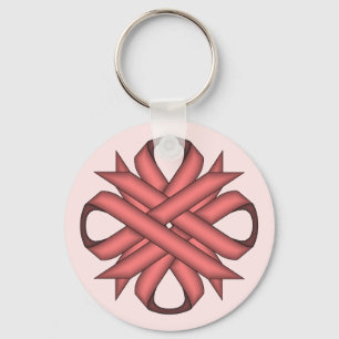 Pink Clover Ribbon Key Ring