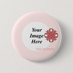 Pink Clover Ribbon Template by Kenneth Yoncich 6 Cm Round Badge