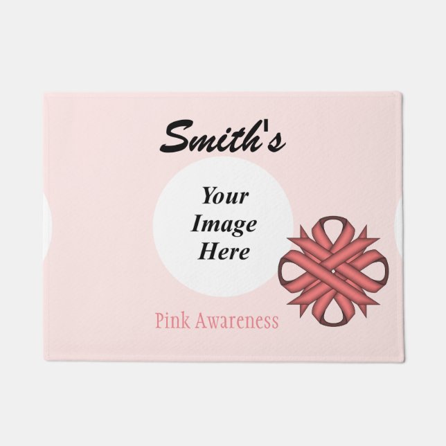 Pink Clover Ribbon Template by Kenneth Yoncich Doormat (Front)