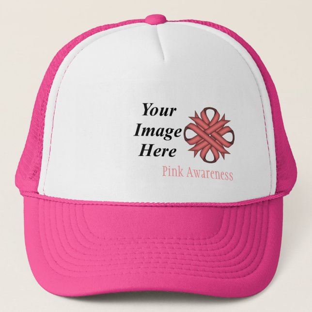 Pink Clover Ribbon Template by Kenneth Yoncich Trucker Hat (Front)