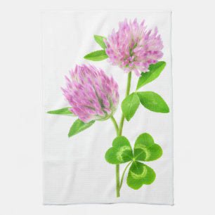 Pink clover tea towel
