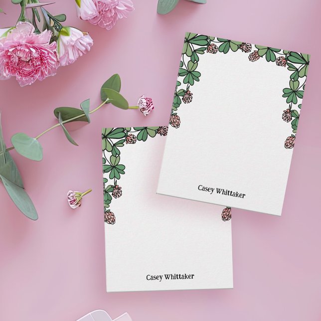 Pink Clovers & Leaves Hand-Writing Font Name Card (Creator Uploaded)