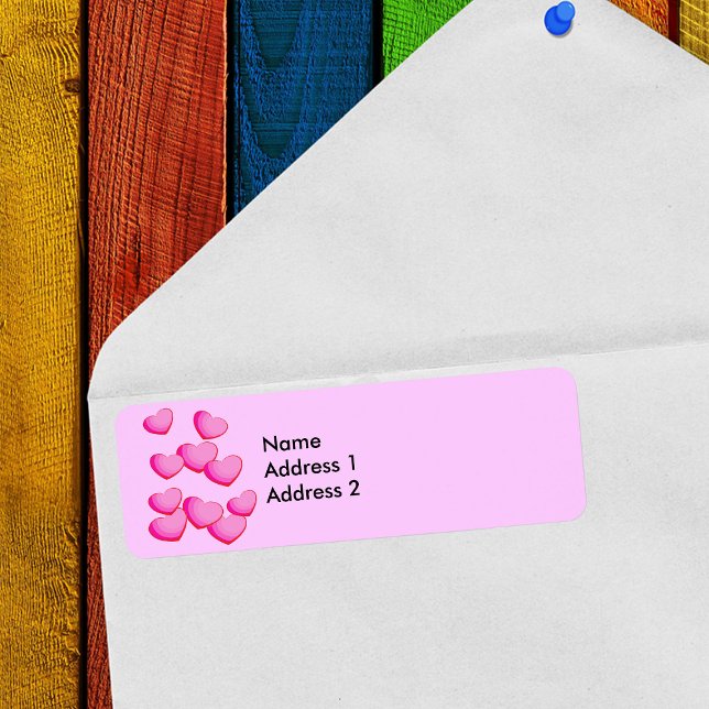 Pink Cluster of Hearts Return Address Label (Cluster of pretty bright pink hearts on pin return address labels for Valentines Day.)