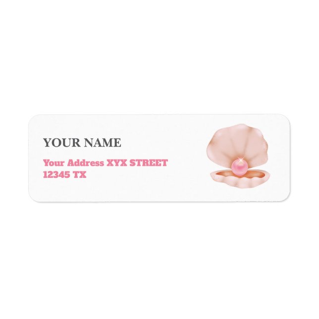 Pink Coastal Chic Seashell Return Address Label (Front)