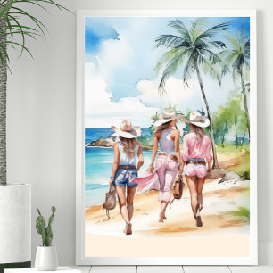 Pink Coastal Cowgirls Tropical Island Poster
