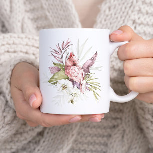 Pink Cockatoo Parrot Watercolor Art  Coffee Mug