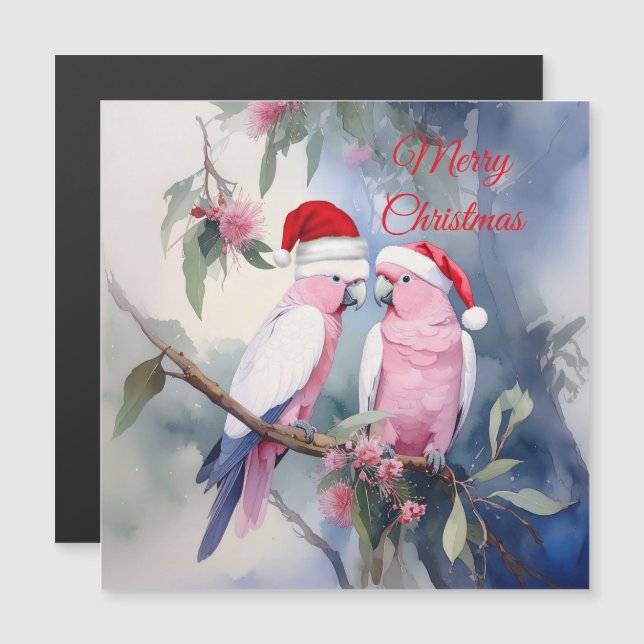 Pink Cockatoos Santa Hat Merry Christmas (Front/Back)