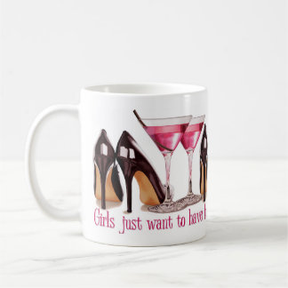Pink cocktail and stilettos coffee mug