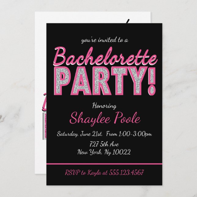 Pink Cocktail, Bachelorette Party Invitations (Front/Back)