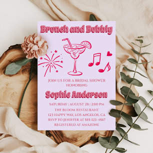 Pink Cocktail Brunch and Bubbly Bridal Shower  Invitation