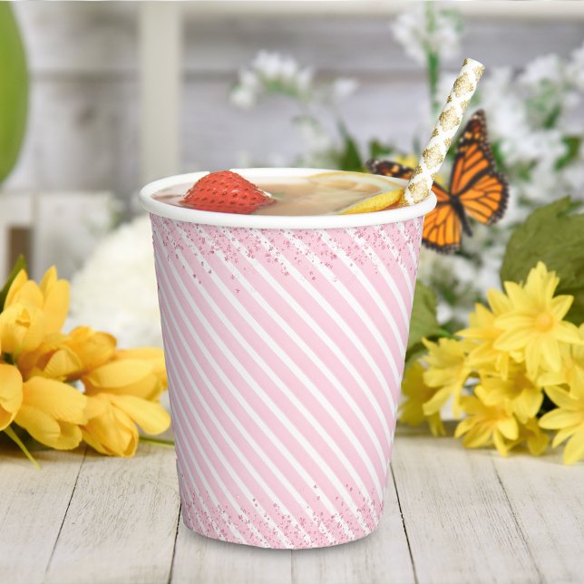 Pink Cocktail Candy Glitter Birthday Paper Cups (Creator Uploaded)