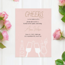 Pink Cocktail Drinks Illustrated Bridal Shower