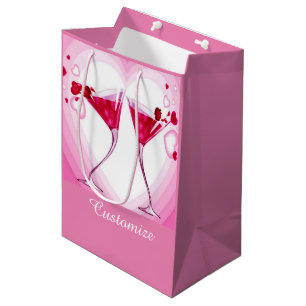 Pink Cocktail Glasses Gift Bag