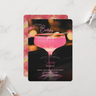 Pink Cocktail It's My Birthday Invitation