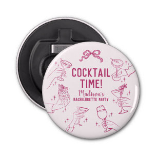Pink Cocktail Party Bachelorette Envelope Favour Bottle Opener